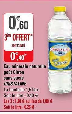 Promo Eau Minérale Naturelle Goût Citron Sans Sucre Cristaline chez G20