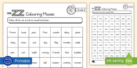 Grade 2 Phonics Colouring Maze Zz Teacher Made Twinkl