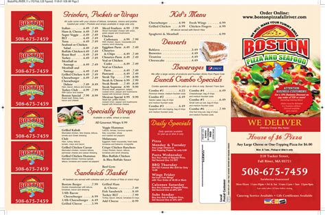 Boston Pizza And Seafood Menus In Fall River Massachusetts United States