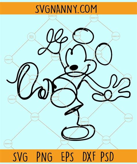 Mickey Mouse line art SVG, Mickey Mouse Outline SVG, Mickey outline ...