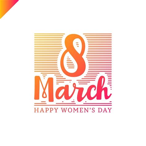 Premium Vector March Happy Womans Day Lettering Greeting Card With Line