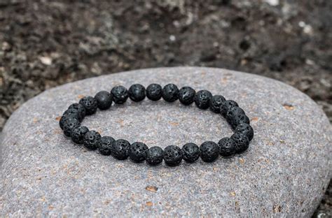 6mm Black Lava Bracelet Simple Lava Stone Bracelet Volcanic Etsy