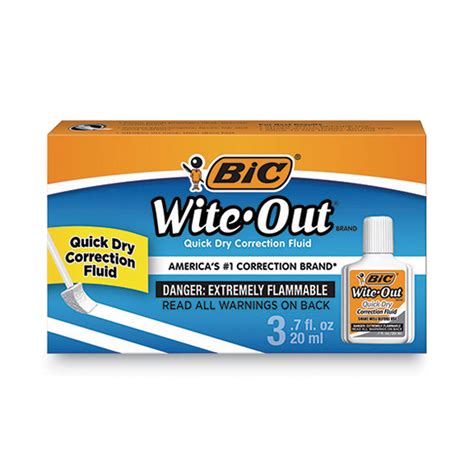 Wite Out Quick Dry Correction Fluid 20 Ml Bottle White 3pack