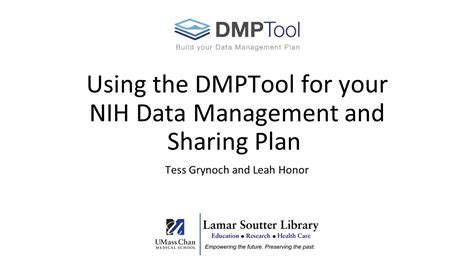 Using The Dmptool For Your Nih Data Management And Sharing Plan Youtube