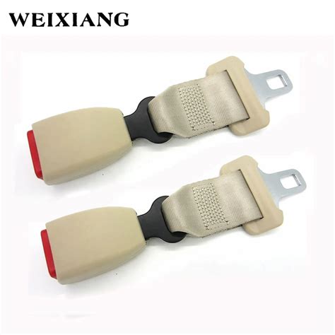 2 X Beige Car Seat Belt Extender Safety Belt Extension Seatbelts Metal