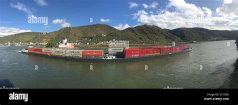 Cargo Ship Rhine River Stock Photo Alamy