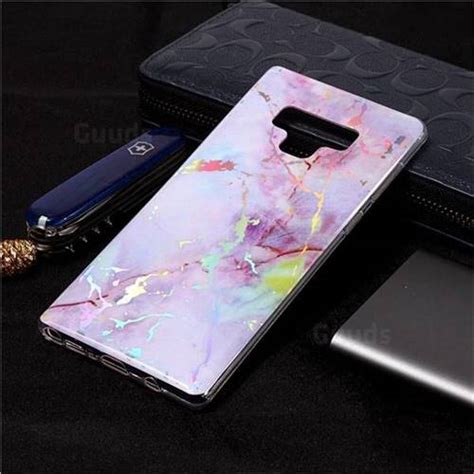 Pink Purple Marble Pattern Bright Color Laser Soft TPU Case For Samsung