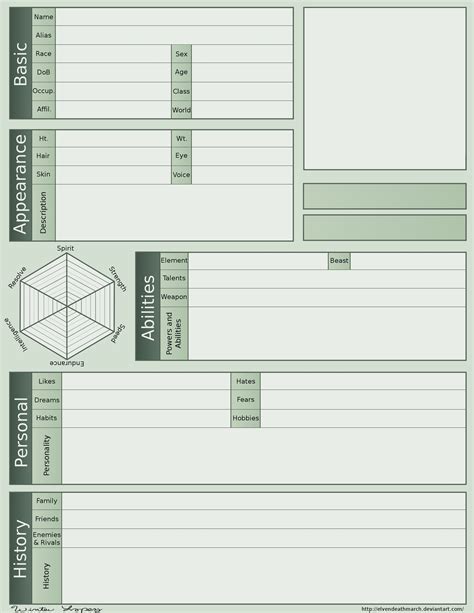 Blank Character Profile Template