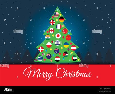 Christmas Background International Christmas Tree Flags Of The World