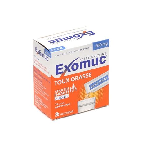 EXOMUC Toux Grasse 200MG Granulés pour Solution Buvable boite de 24