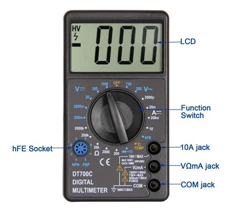 Large Screen Digital Multimeter With Temperature Test Dt700c - Buy ...