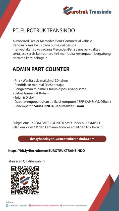 Decky Indrawan On Linkedin We Are Hiring Pt Eurotruk Transindo