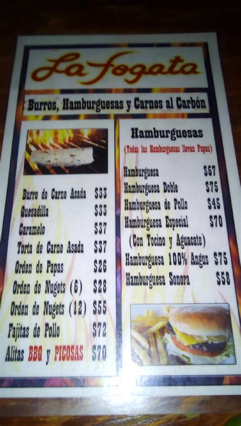 Menu At La Fogata Restaurant Agua Prieta