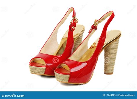 Red Women Shoes Isolated On White Background Stock Image Image Of