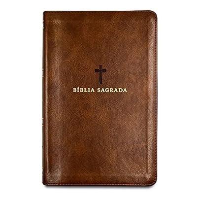 Large Print Brazilian Portuguese Holy Bible In Soft Brown Leather Cover