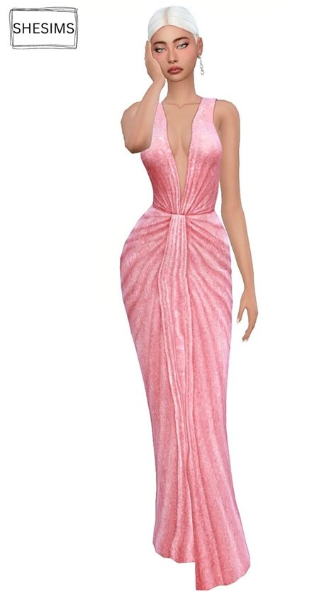 SHESIMS In 2024 Sims 4 Dresses Pink Outfits Hot Pink Dresses