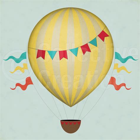 Vintage Hot Air Balloons Digital Clip Art Set Commerical And Etsy