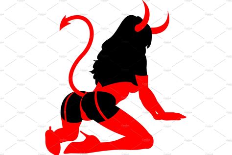 Sexy Devil Girl Silhouette People Illustrations ~ Creative Market