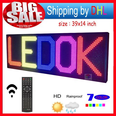 Remote control LED Sign 7Color 39"x14" Programmable Scrolling Outdoor ...