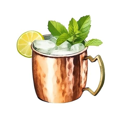 Premium Vector Watercolor Vector Moscow Mule On White Background