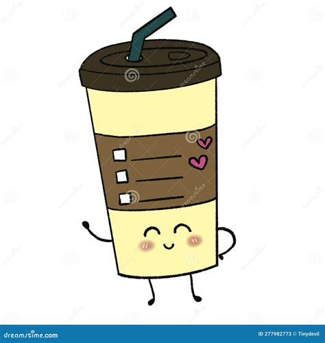 Iced Coffee Cup (character With Hand Free Drawing) Stock Image ...