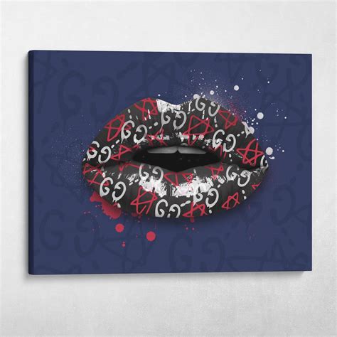 Gucci Ghost Lips Fashion Glam Modern Wall Art