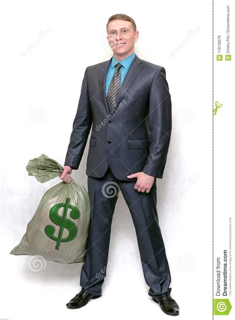 Businessman With Bag Full Of Money Lucky Winner Stock Image Image