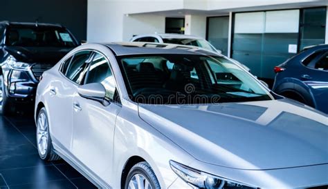 Car Parked In Luxury Showroom Car Dealership Office New Car Parked In