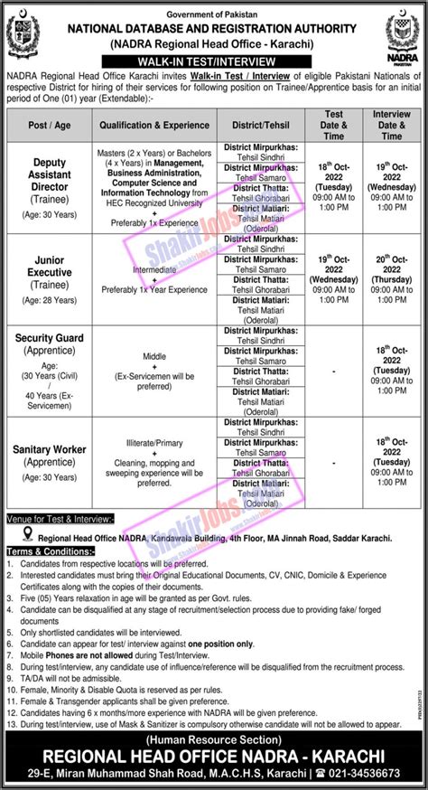 Nadra Govt Jobs 2022 Free Apply