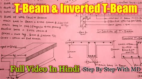 Rcc Drawing Part 11 T Beam And Inverted T Beam For Diploma 2nd Year