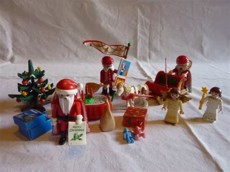 PLAYMOBIL PERSONNAGE ACCESSOIRE traîneau 3 père noel 2 anges et cadeaux