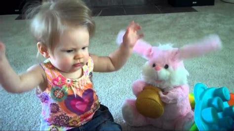 Baby has epic dance-off with her Easter Bunny toy | Mashable