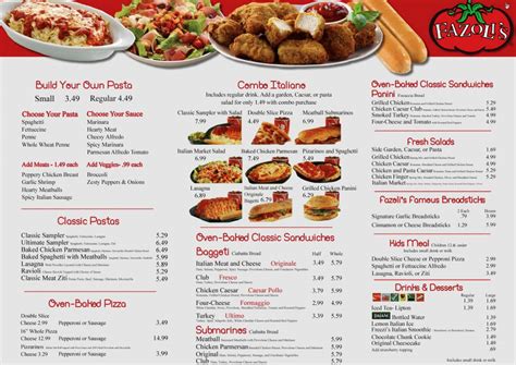 ️fazolis Menu Along With Prices And Hours ️