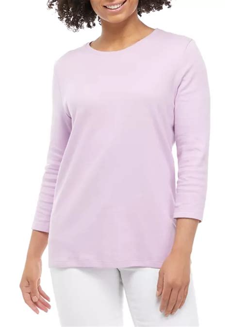 Kim Rogers® Plus Size Perfectly Soft 34 Sleeve Crew Neck T Shirt Belk