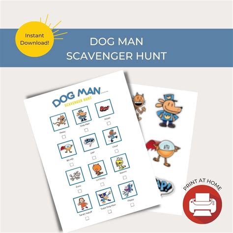 Dog Man Printable Scavenger Hunt Kids Party Game Instant Download ...