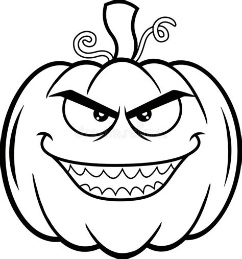 Angry Halloween Pumpkin Cartoon Emoji Face Character With Grumpy Expression Stock Vector