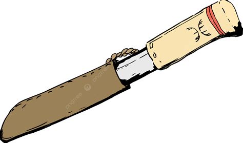 Single Saami Hunting Knife Hand Drawn Doodle Isolated Png