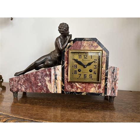 Art Deco Vintage Marble Mantel Clock France