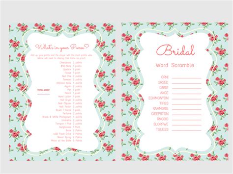 Blue Floral Bridal Shower Games Magical Printable