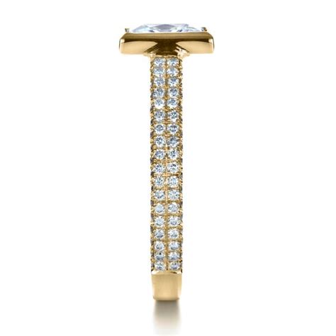 14k Yellow Gold Custom Bezel Set And Pave Diamond Engagement Ring 1232