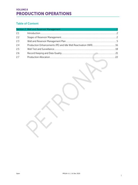 Volume 8 Production Operations Section 2 Well And Reservoir Management