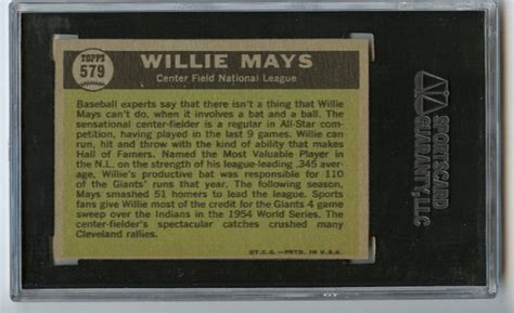 Topps Willie Mays San Francisco Giants As Sgc Graded Ebay