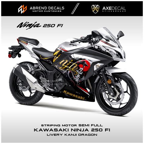 Jual Striping Ninja 250 Fi Semifull Livery Kanji Dragon Stiker Motor