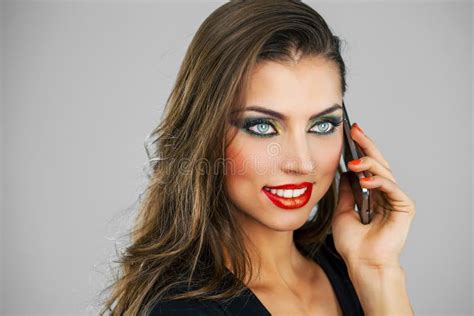 Beautiful Young Woman Talking On Mobile Phone Stock Image Image Of