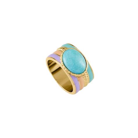 Anillo Agatha Paris Arlequin Ba O Oro Esmalte Multicolor Y Amazonita