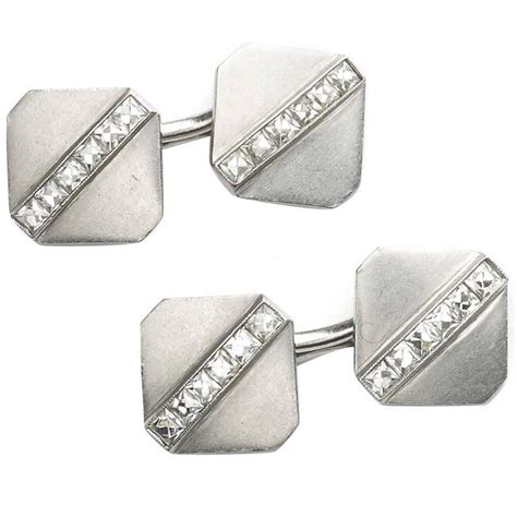 Tiffany Diamond Platinum Cufflinks For Sale at 1stdibs