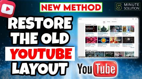 How To Restore The Old Youtube Layout 2024 Youtube