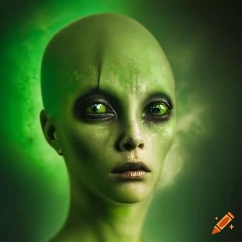 Beautiful Alien Human Hybrid Woman With Green Skin That Can Photosynthesize For Energy From The