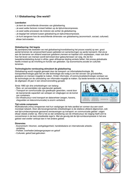 Samenvatting Aardrijkskunde Hoofdstuk Wereld Globalisering Domein
