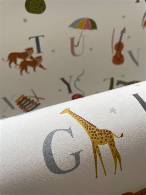 Alphabet Wallpaper Kids Wallpaper ABC Print Kids Room Decor Nursery ...